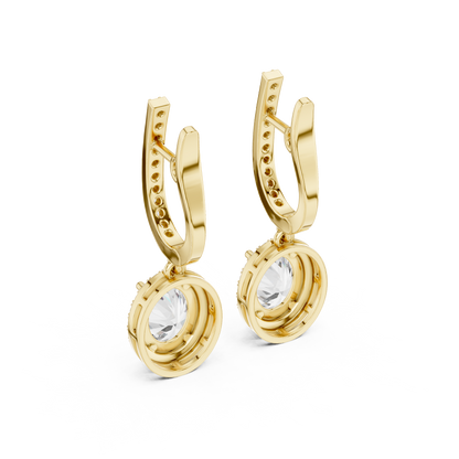 4.02ctw Oval Cut Diamond Halo Drop Huggie Earrings - Rose Gold