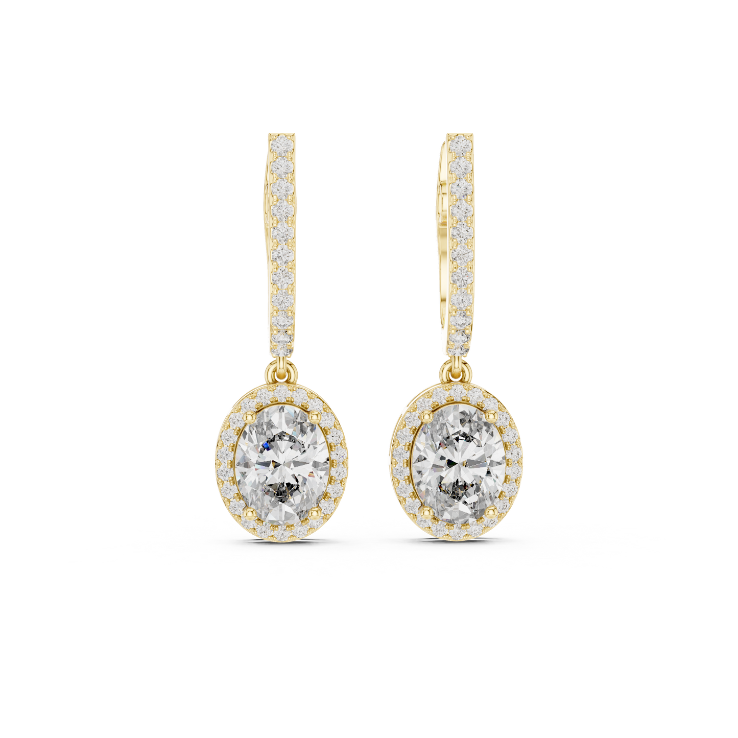 4.02ctw Oval Cut Diamond Halo Drop Huggie Earrings - Rose Gold