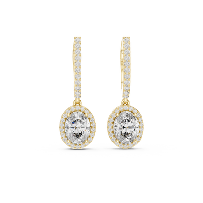 4.02ctw Oval Cut Diamond Halo Drop Huggie Earrings - Rose Gold