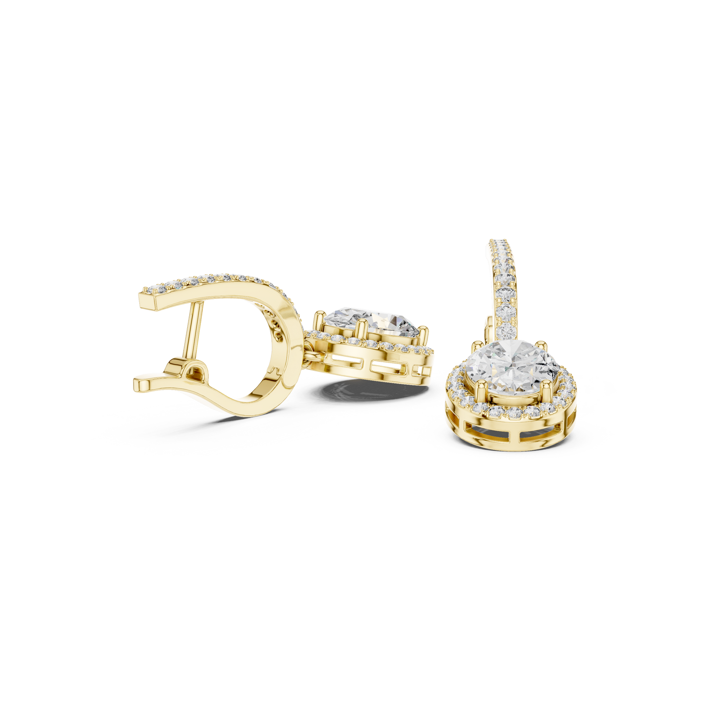 4.02ctw Oval Cut Diamond Halo Drop Huggie Earrings - Rose Gold