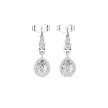 0.45ctw Pear Diamond Halo Geometric Triangle Drop Earrings in Yellow Gold