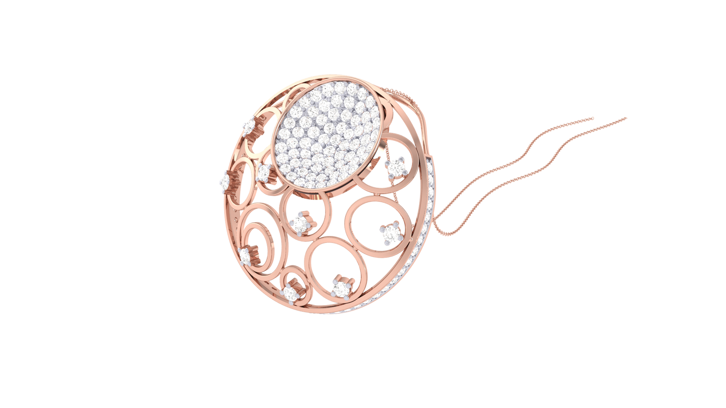 Sunburst Charm Rose Gild Pendent - 1.02 Ct Round Diamonds