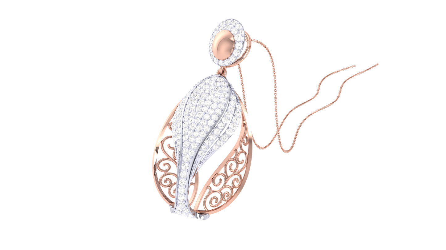 Teardrop Filigree Diamond Pendant In Gold – 4.10 Ct Dazzling Diamonds