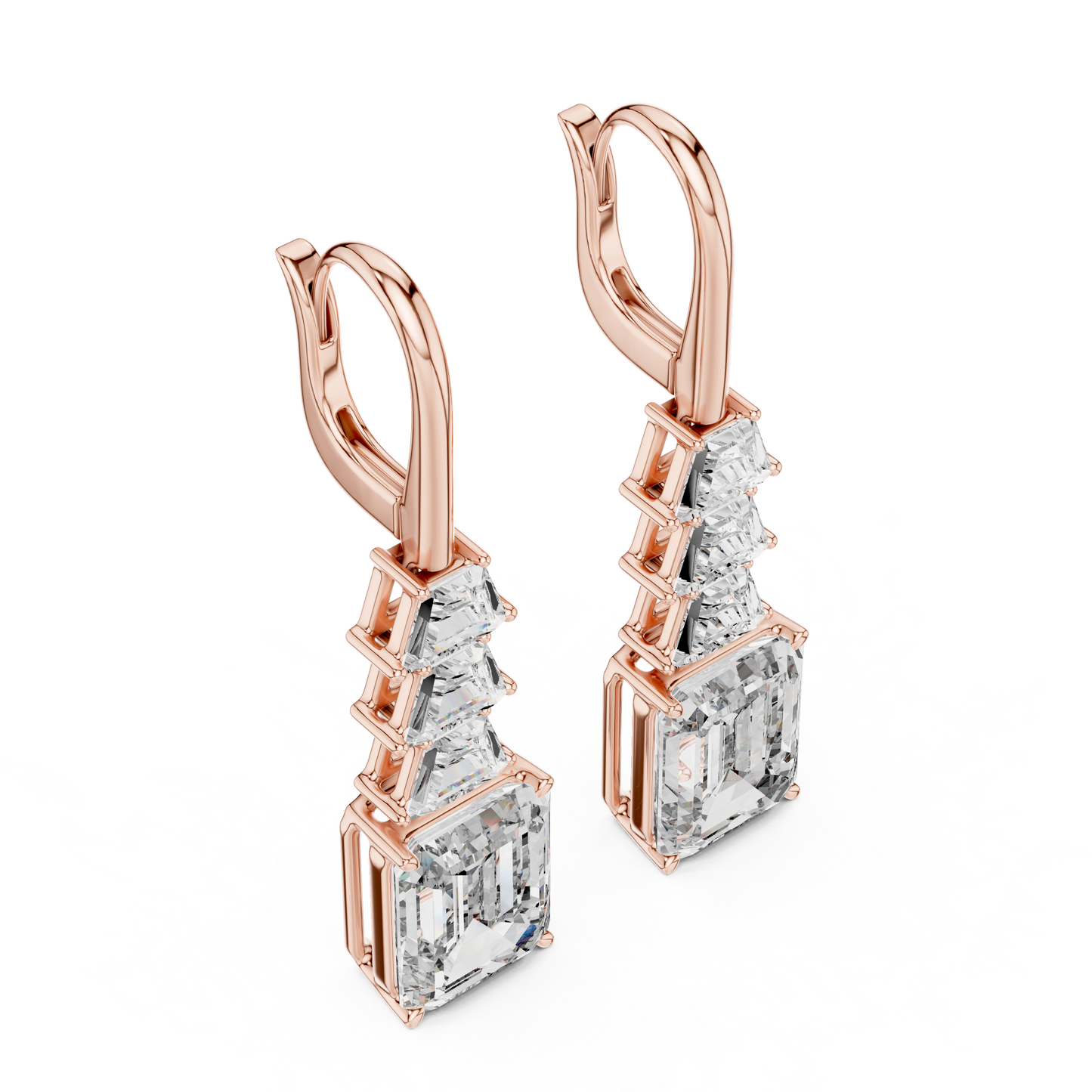 9.52 CTW The Tapered Emerald-Cut Statement Drops in Yellow Gold