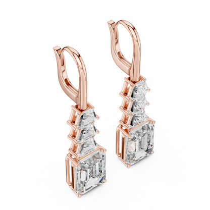 9.52 CTW The Tapered Emerald-Cut Statement Drops in Yellow Gold