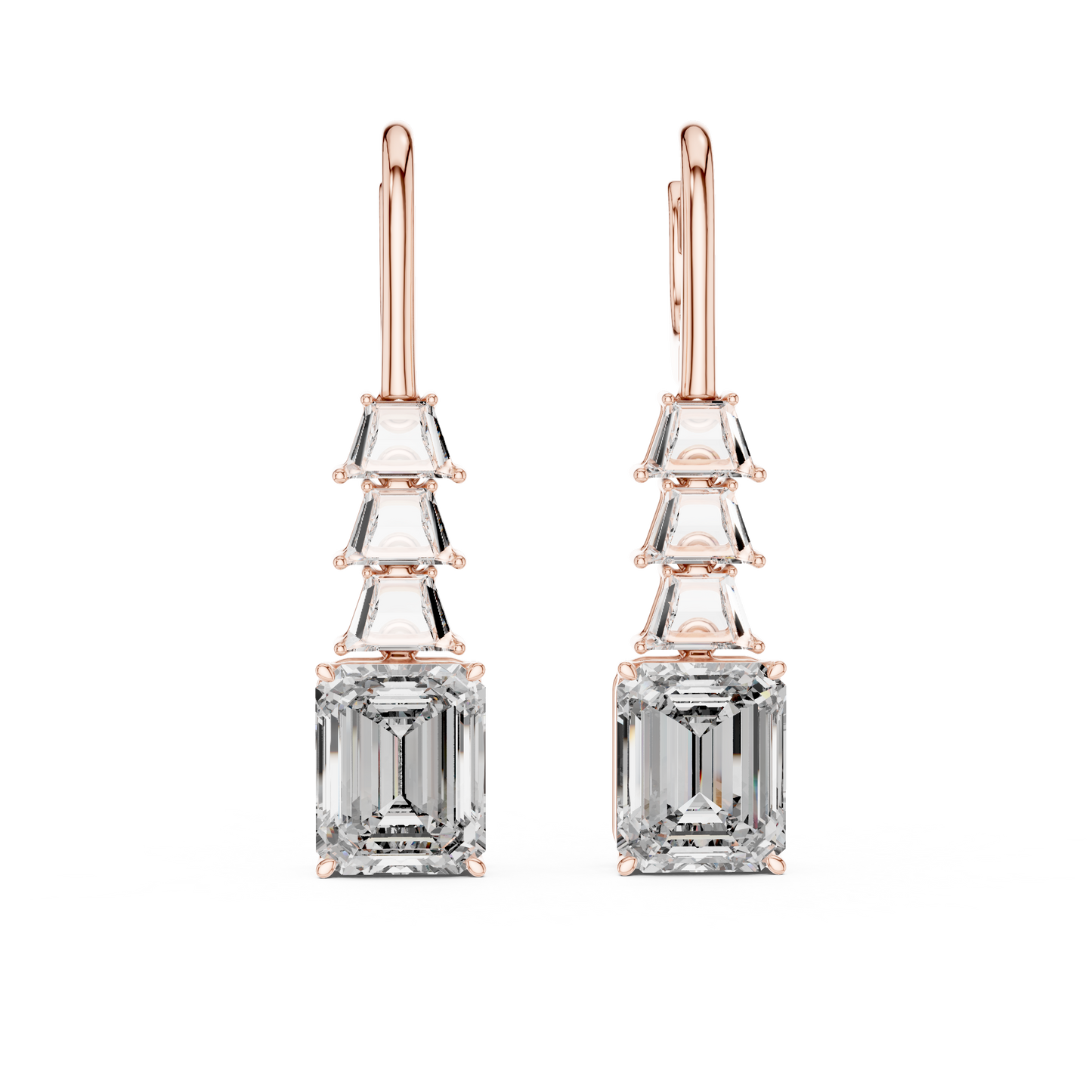 9.52 CTW The Tapered Emerald-Cut Statement Drops in Yellow Gold