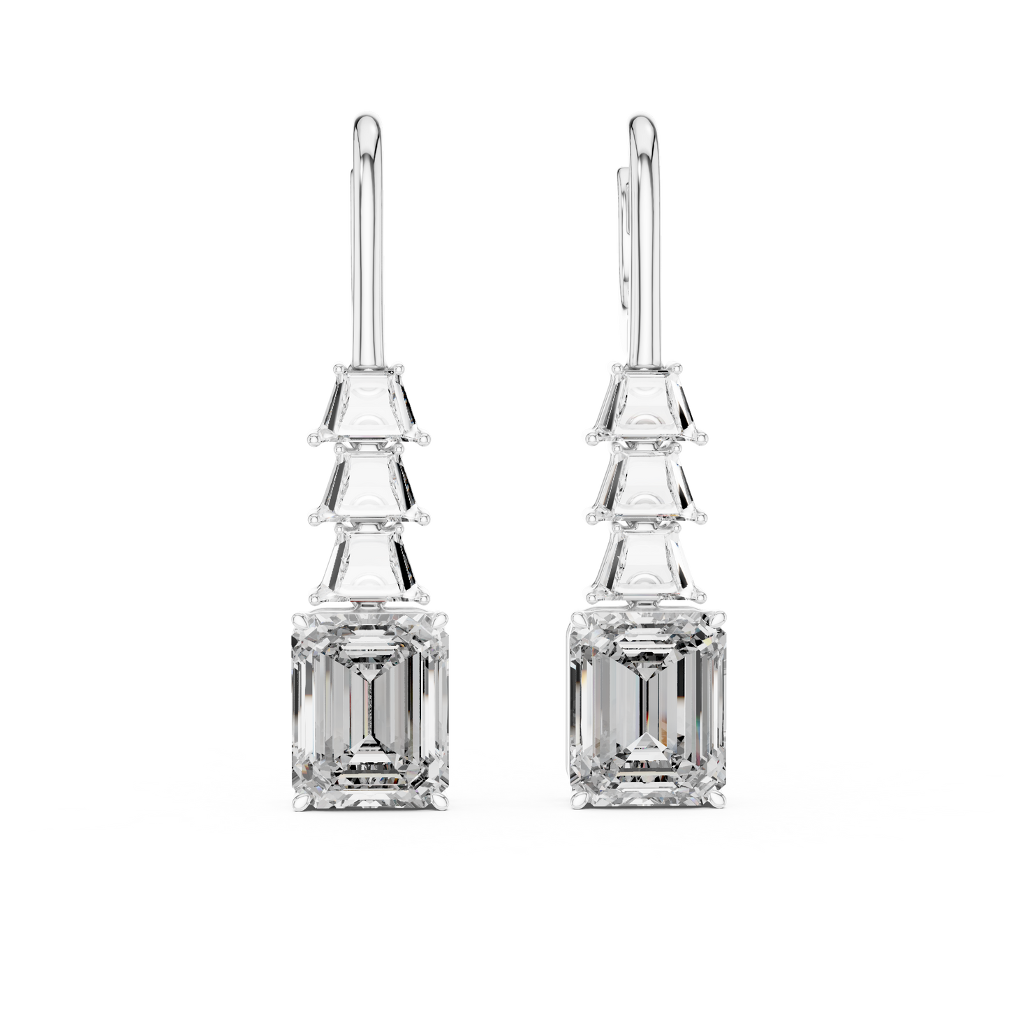 9.52 CTW The Tapered Emerald-Cut Statement Drops in Yellow Gold