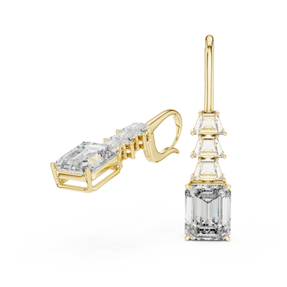 9.52 CTW The Tapered Emerald-Cut Statement Drops in Yellow Gold