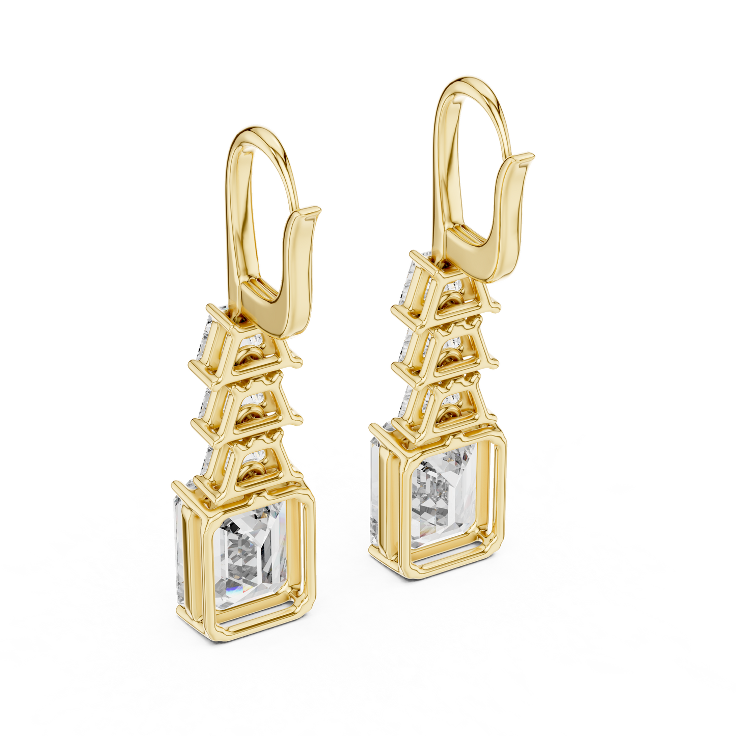 9.52 CTW The Tapered Emerald-Cut Statement Drops in Yellow Gold