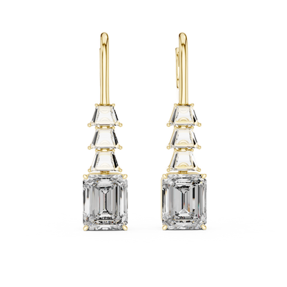 9.52 CTW The Tapered Emerald-Cut Statement Drops in Yellow Gold