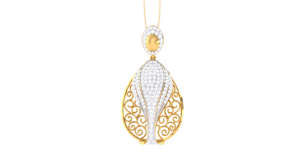 Teardrop Filigree Diamond Pendant In Gold – 4.10 Ct Dazzling Diamonds