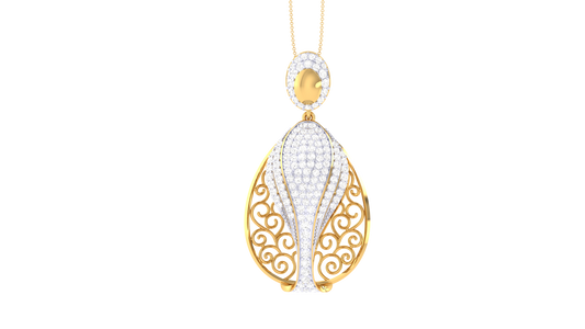 Teardrop Filigree Diamond Pendant In Gold – 4.10 Ct Dazzling Diamonds