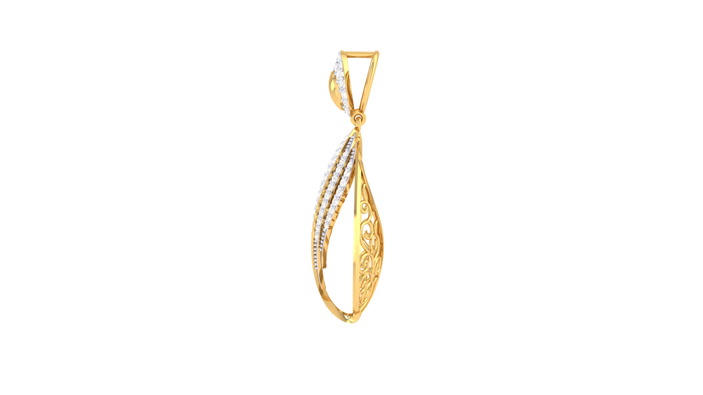 Teardrop Filigree Diamond Pendant In Gold – 4.10 Ct Dazzling Diamonds