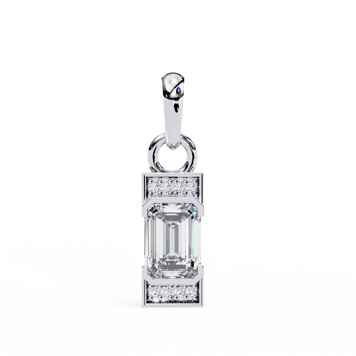 Geometric Emerald-Cut Solitaire Drop Pendent in Yellow Gold- 1.05 Ct