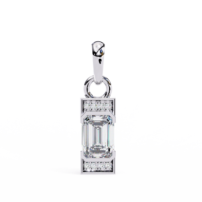 Geometric Emerald-Cut Solitaire Drop Pendent in Yellow Gold- 1.05 Ct