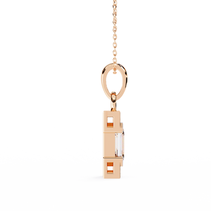 Geometric Emerald-Cut Solitaire Drop Pendent in Yellow Gold- 1.05 Ct