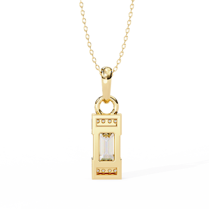 Geometric Emerald-Cut Solitaire Drop Pendent in Yellow Gold- 1.05 Ct