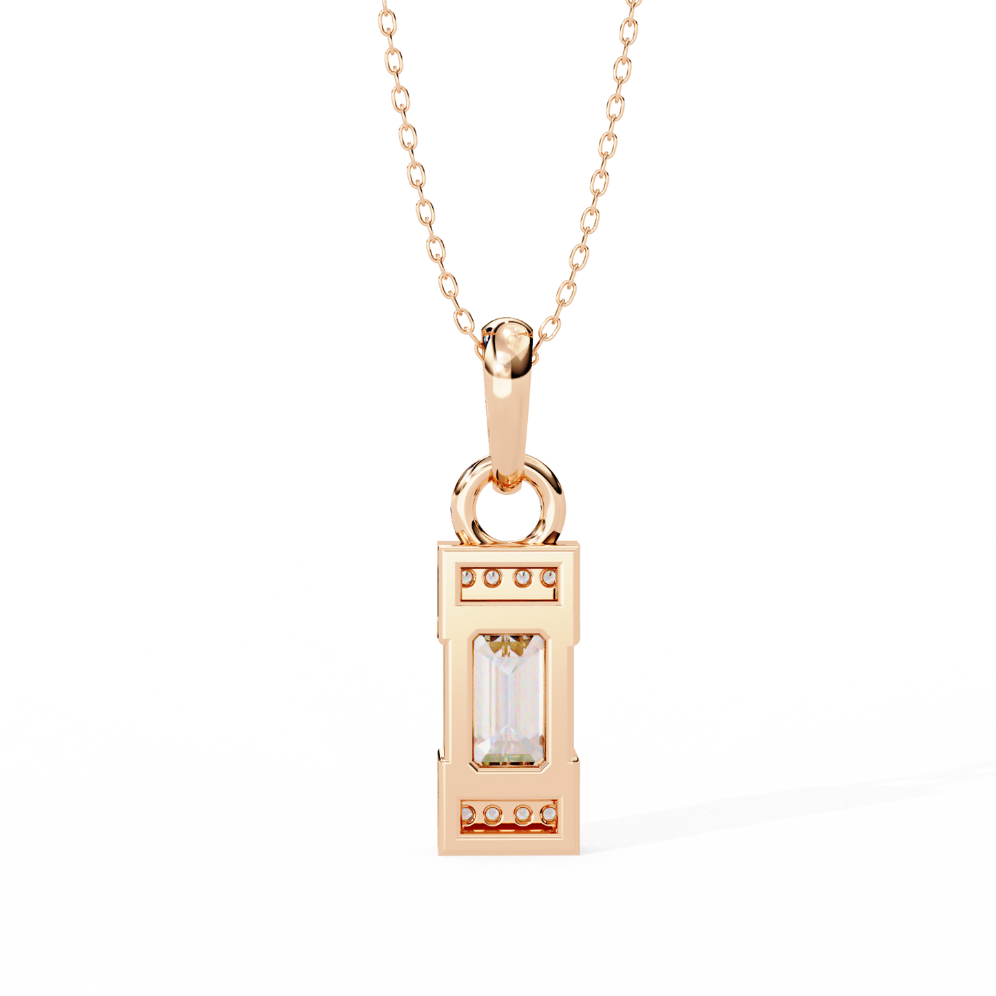 Geometric Emerald-Cut Solitaire Drop Pendent in Yellow Gold- 1.05 Ct