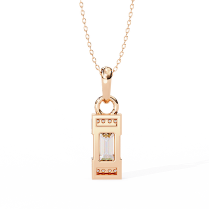 Geometric Emerald-Cut Solitaire Drop Pendent in Yellow Gold- 1.05 Ct