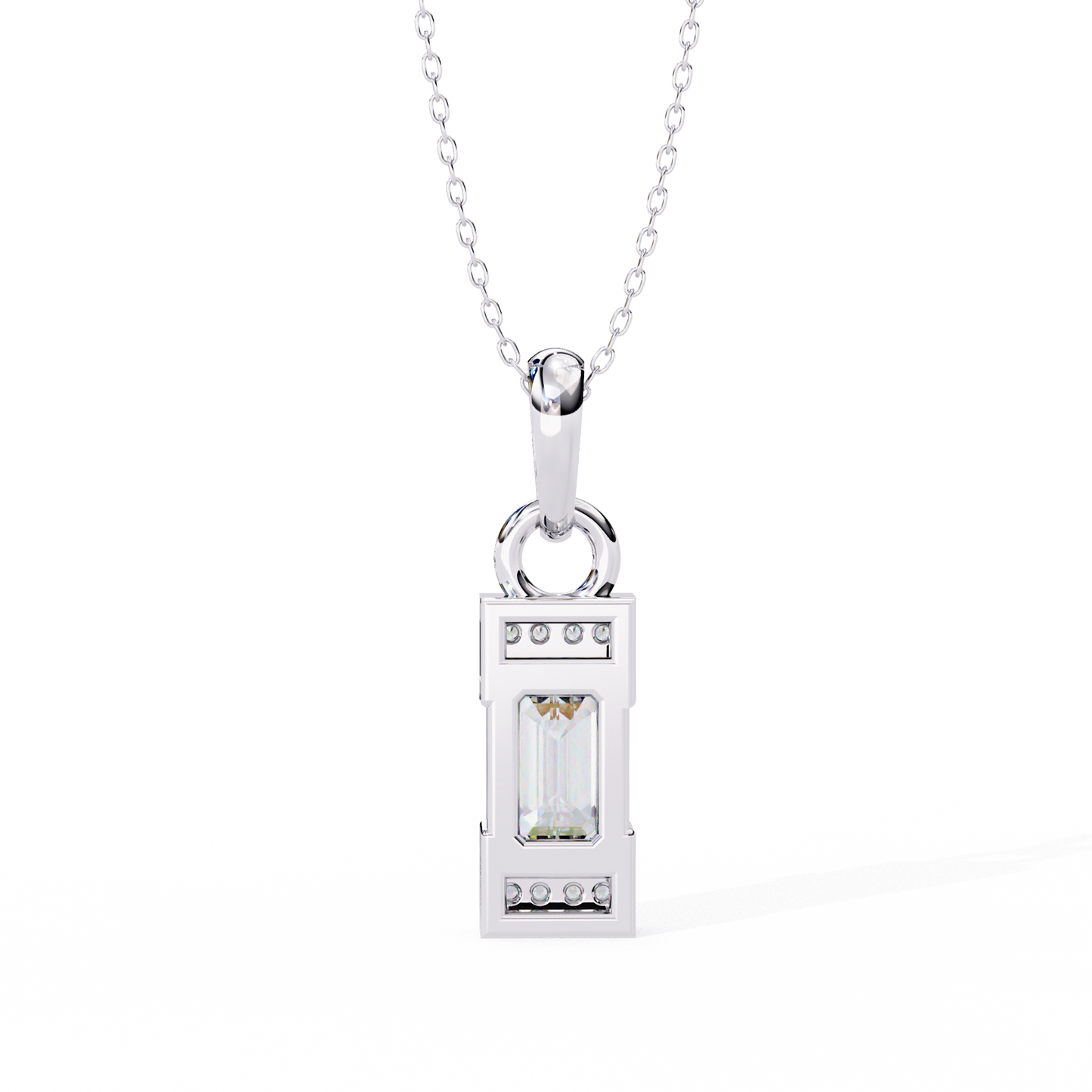 Geometric Emerald-Cut Solitaire Drop Pendent in Yellow Gold- 1.05 Ct