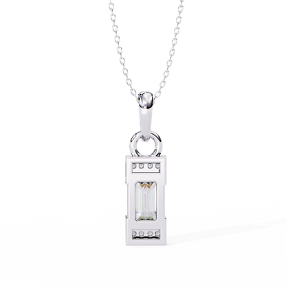 Geometric Emerald-Cut Solitaire Drop Pendent in Yellow Gold- 1.05 Ct