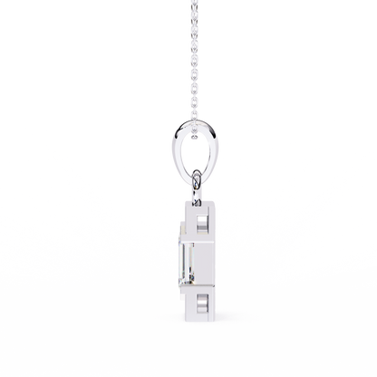 Geometric Emerald-Cut Solitaire Drop Pendent in Yellow Gold- 1.05 Ct