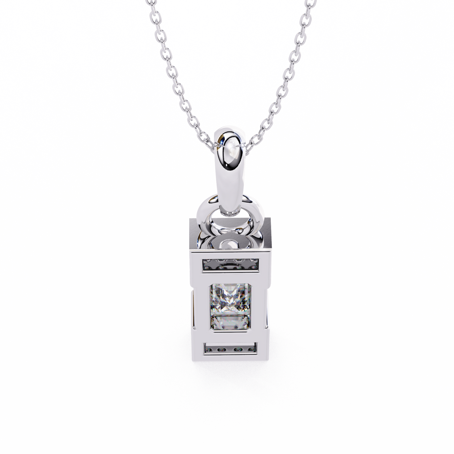 Geometric Emerald-Cut Solitaire Drop Pendent in Yellow Gold- 1.05 Ct