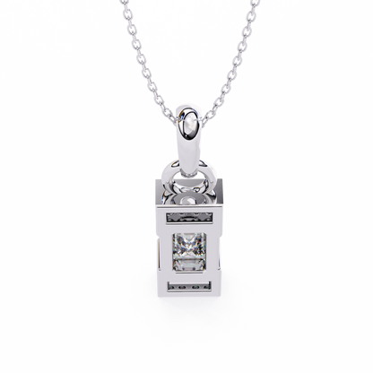 Geometric Emerald-Cut Solitaire Drop Pendent in Yellow Gold- 1.05 Ct