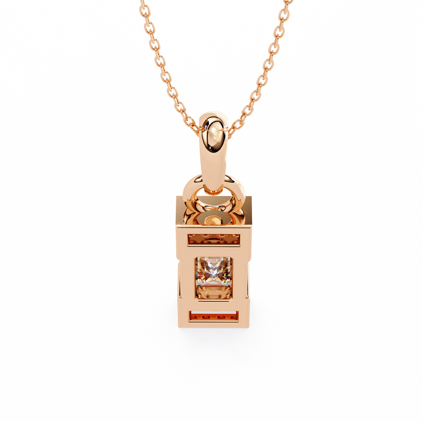 Geometric Emerald-Cut Solitaire Drop Pendent in Yellow Gold- 1.05 Ct