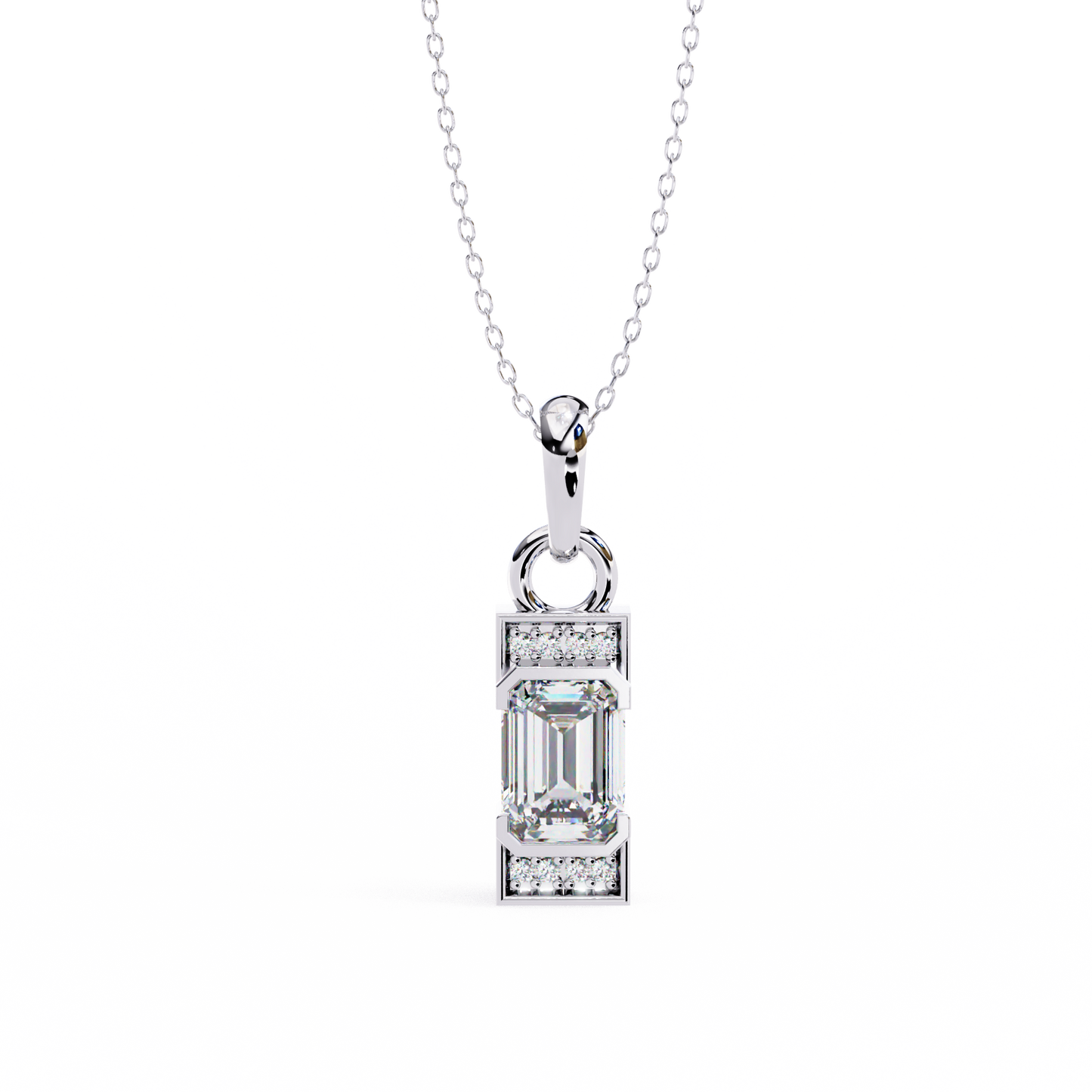 Geometric Emerald-Cut Solitaire Drop Pendent in Yellow Gold- 1.05 Ct