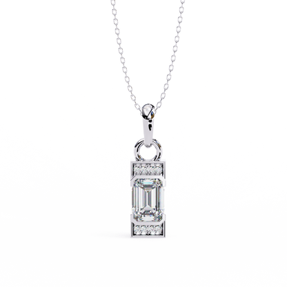 Geometric Emerald-Cut Solitaire Drop Pendent in Yellow Gold- 1.05 Ct