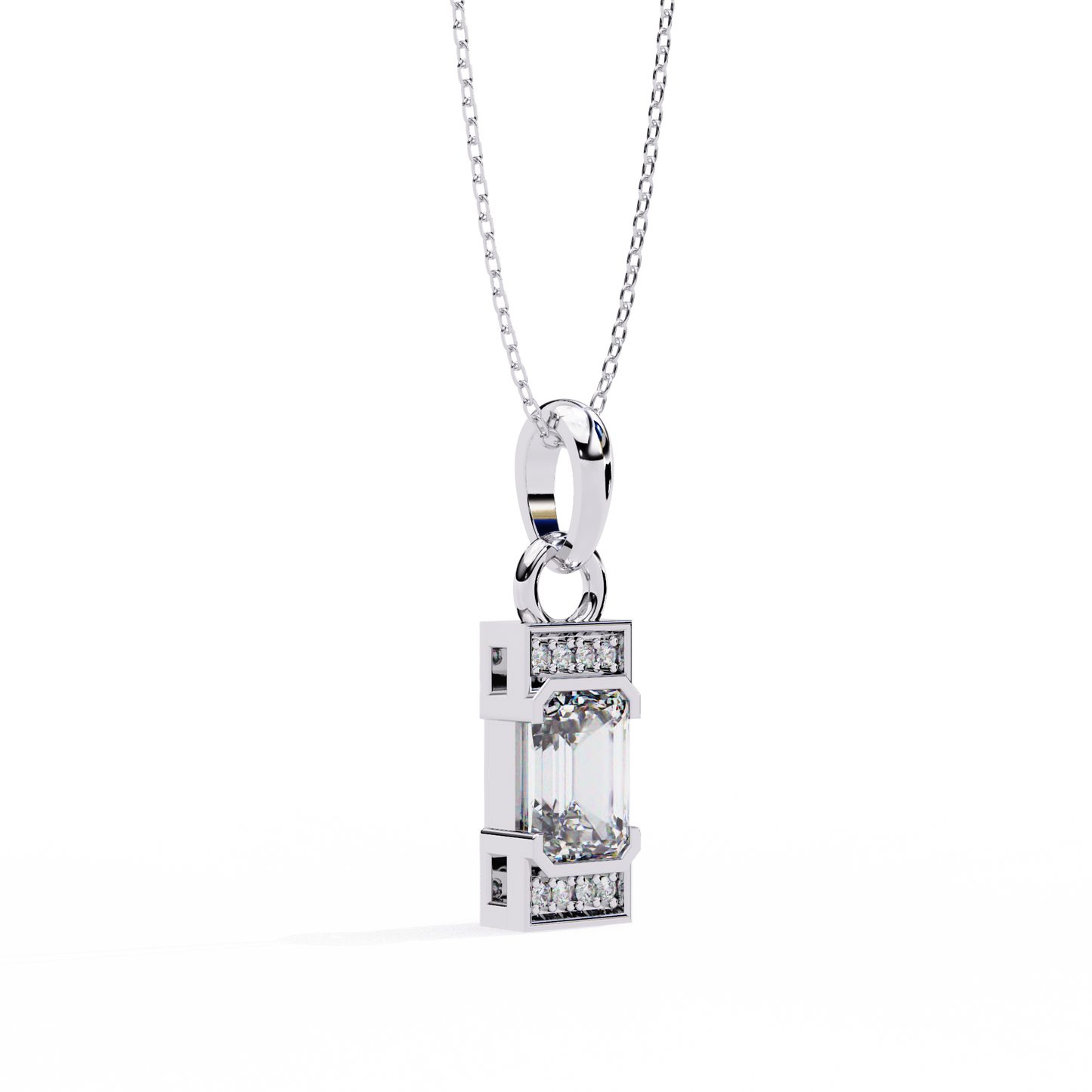 Geometric Emerald-Cut Solitaire Drop Pendent in Yellow Gold- 1.05 Ct