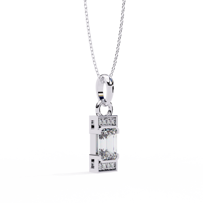 Geometric Emerald-Cut Solitaire Drop Pendent in Yellow Gold- 1.05 Ct