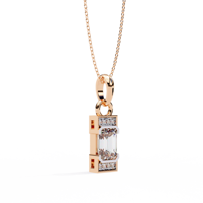 Geometric Emerald-Cut Solitaire Drop Pendent in Yellow Gold- 1.05 Ct