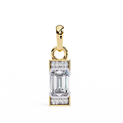 Geometric Emerald-Cut Solitaire Drop Pendent in Yellow Gold- 1.05 Ct
