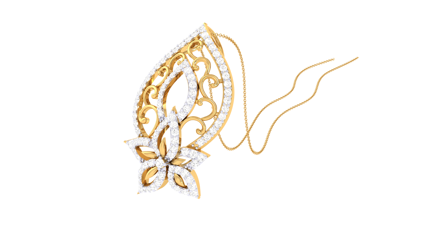 Fleuron Floral Cluster Pendant In Gold – 0.62 Ct Diamonds