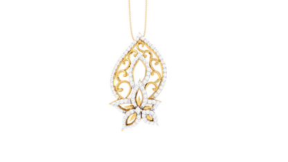 Fleuron Floral Cluster Pendant In Gold – 0.62 Ct Diamonds