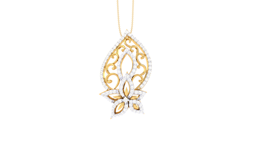 Fleuron Floral Cluster Pendant In Gold – 0.62 Ct Diamonds