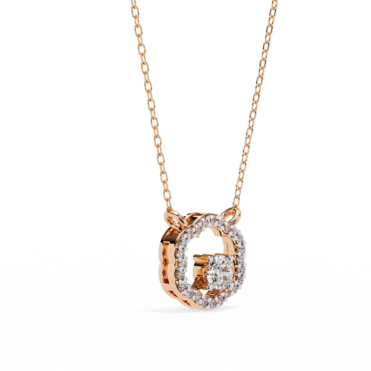 The Aurora Bloom Floating Solitaire Pendant- 0.31 Ct Round Brilliant Cut Diamonds