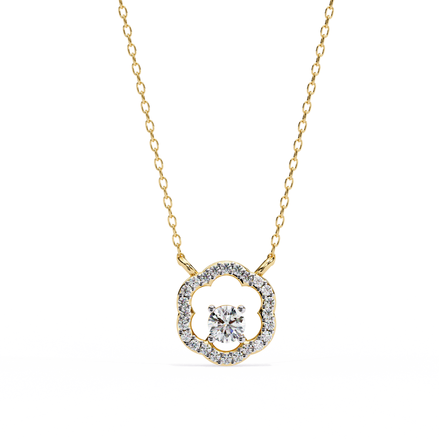 The Aurora Bloom Floating Solitaire Pendant- 0.31 Ct Round Brilliant Cut Diamonds
