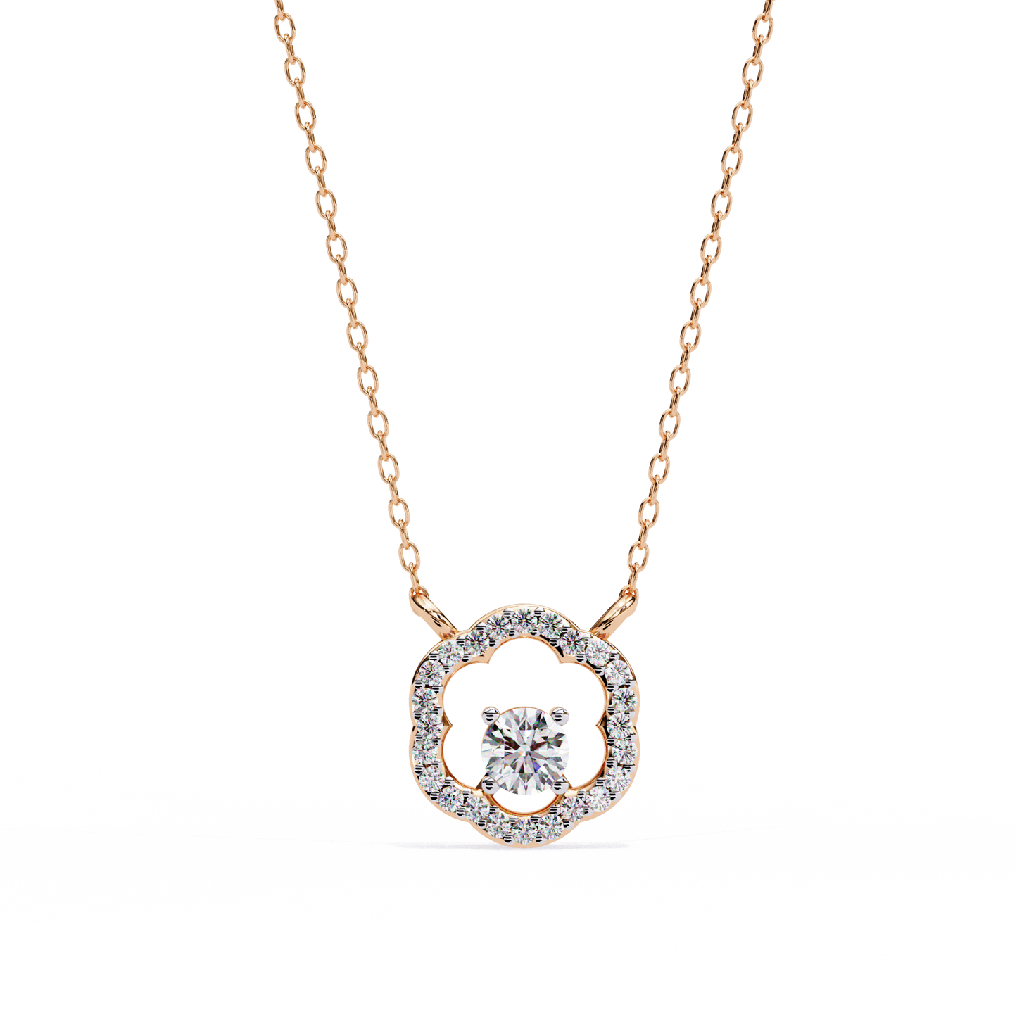 The Aurora Bloom Floating Solitaire Pendant- 0.31 Ct Round Brilliant Cut Diamonds