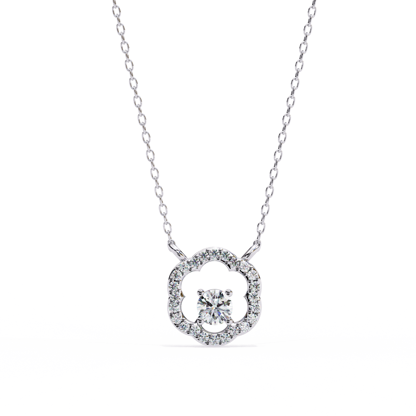 The Aurora Bloom Floating Solitaire Pendant- 0.31 Ct Round Brilliant Cut Diamonds