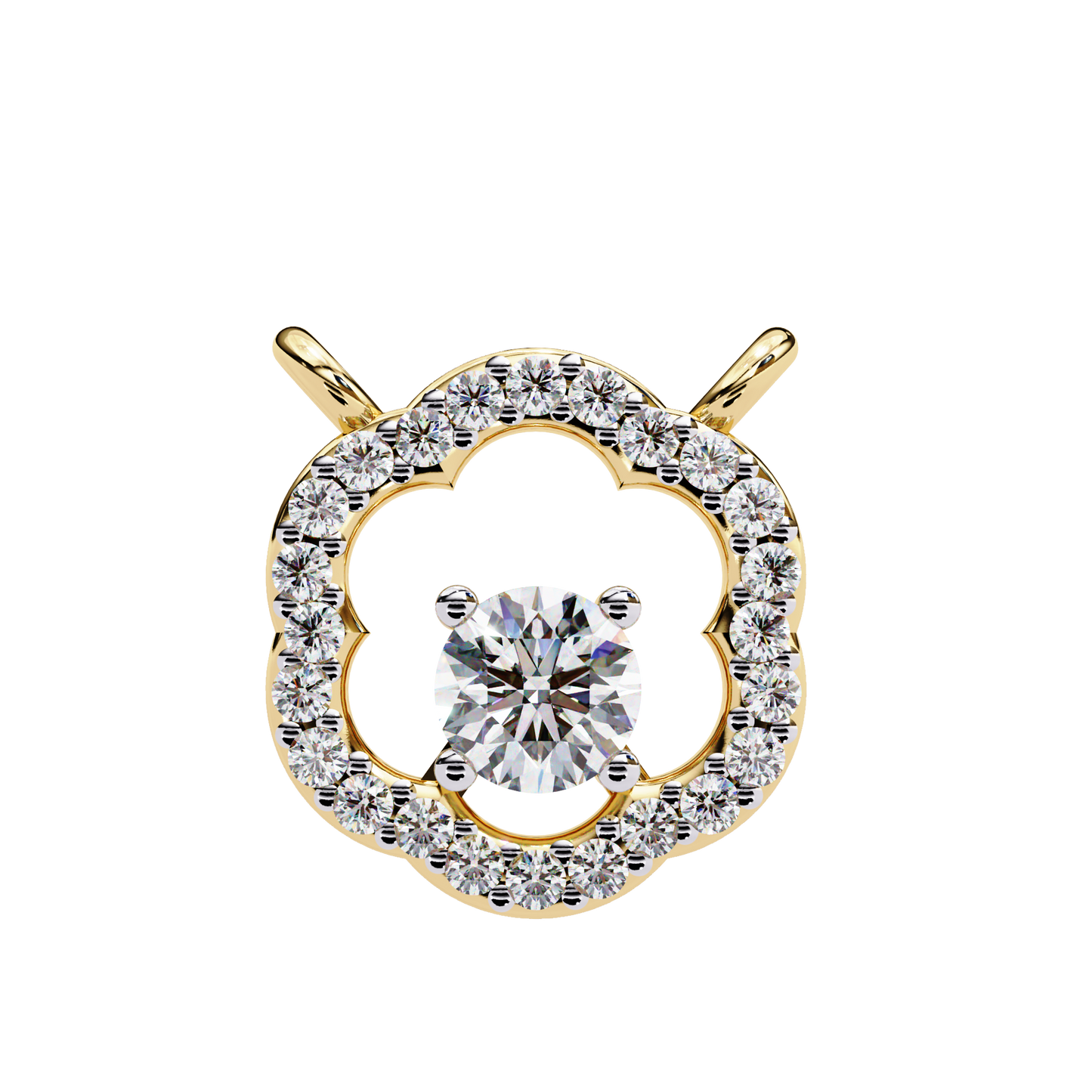 The Aurora Bloom Floating Solitaire Pendant- 0.31 Ct Round Brilliant Cut Diamonds