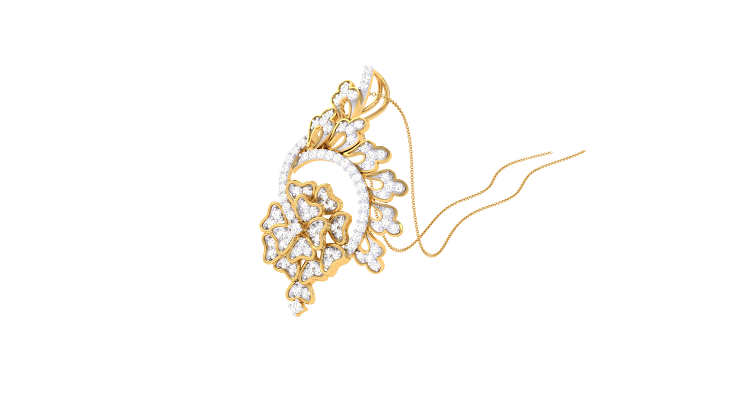 Asymmetric Floral Pendant In Gold – 0.64 Ct Diamonds