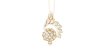 Asymmetric Floral Pendant In Gold – 0.64 Ct Diamonds