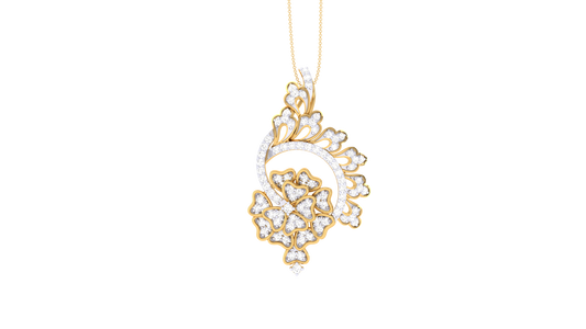 Asymmetric Floral Pendant In Gold – 0.64 Ct Diamonds