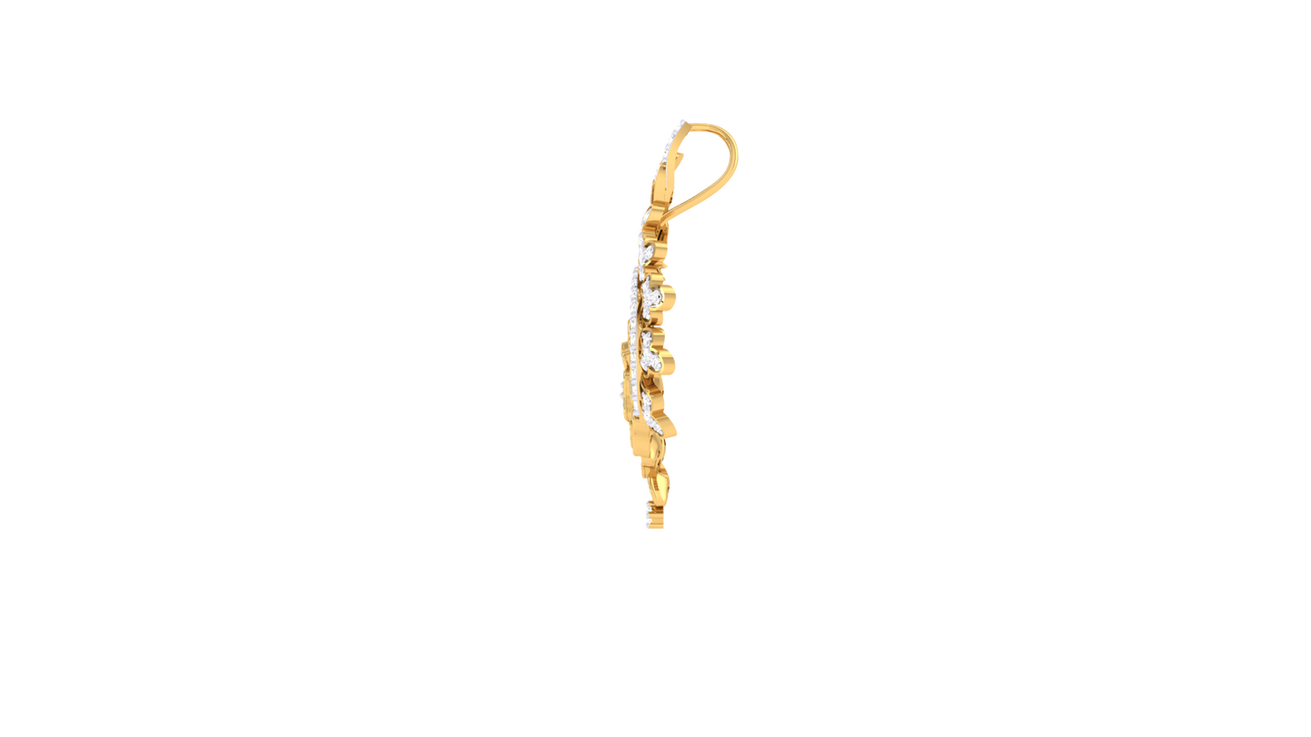 Asymmetric Floral Pendant In Gold – 0.64 Ct Diamonds