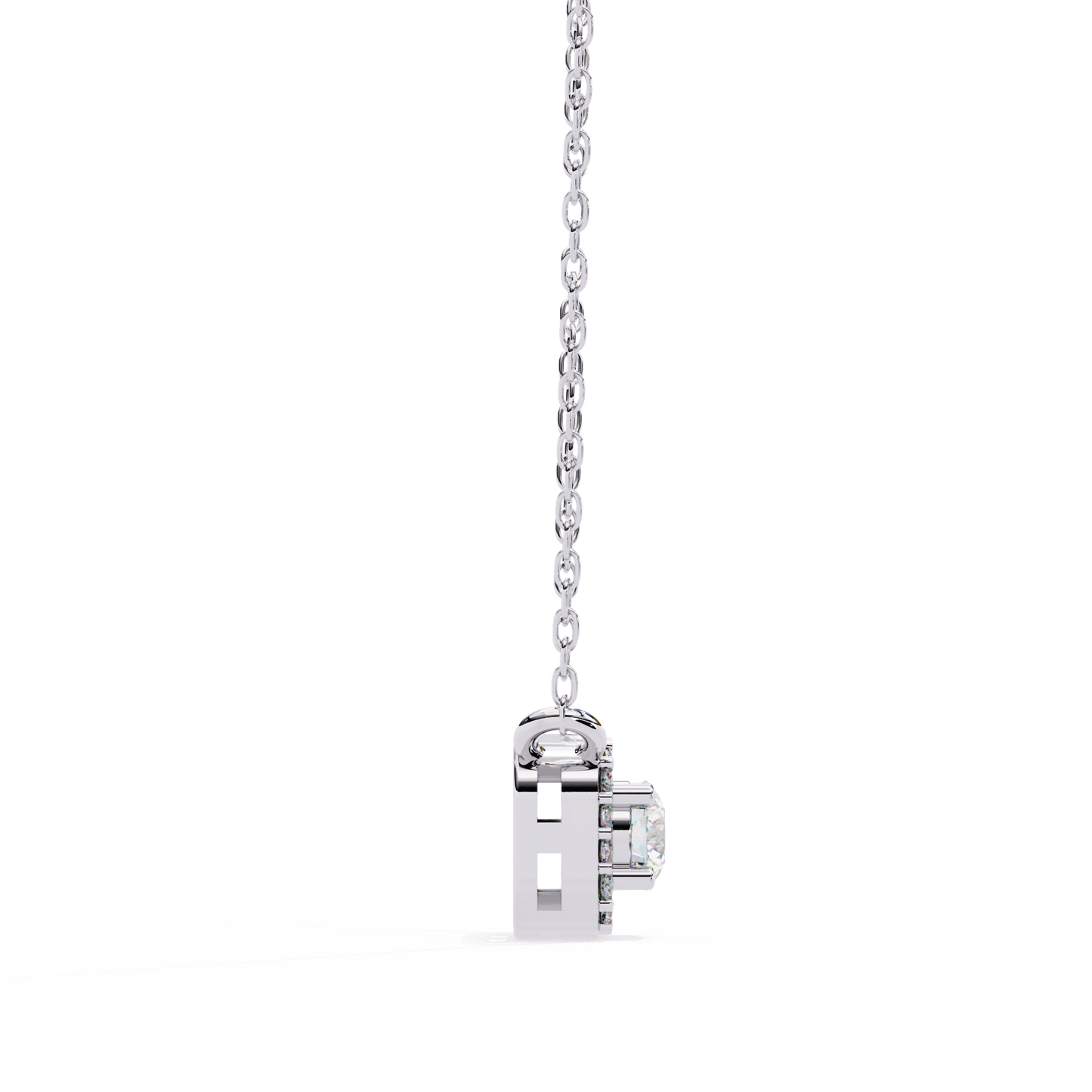 Geometric Elegance: Brilliant-Cut Diamond Halo Pendant - 0.30 Ct