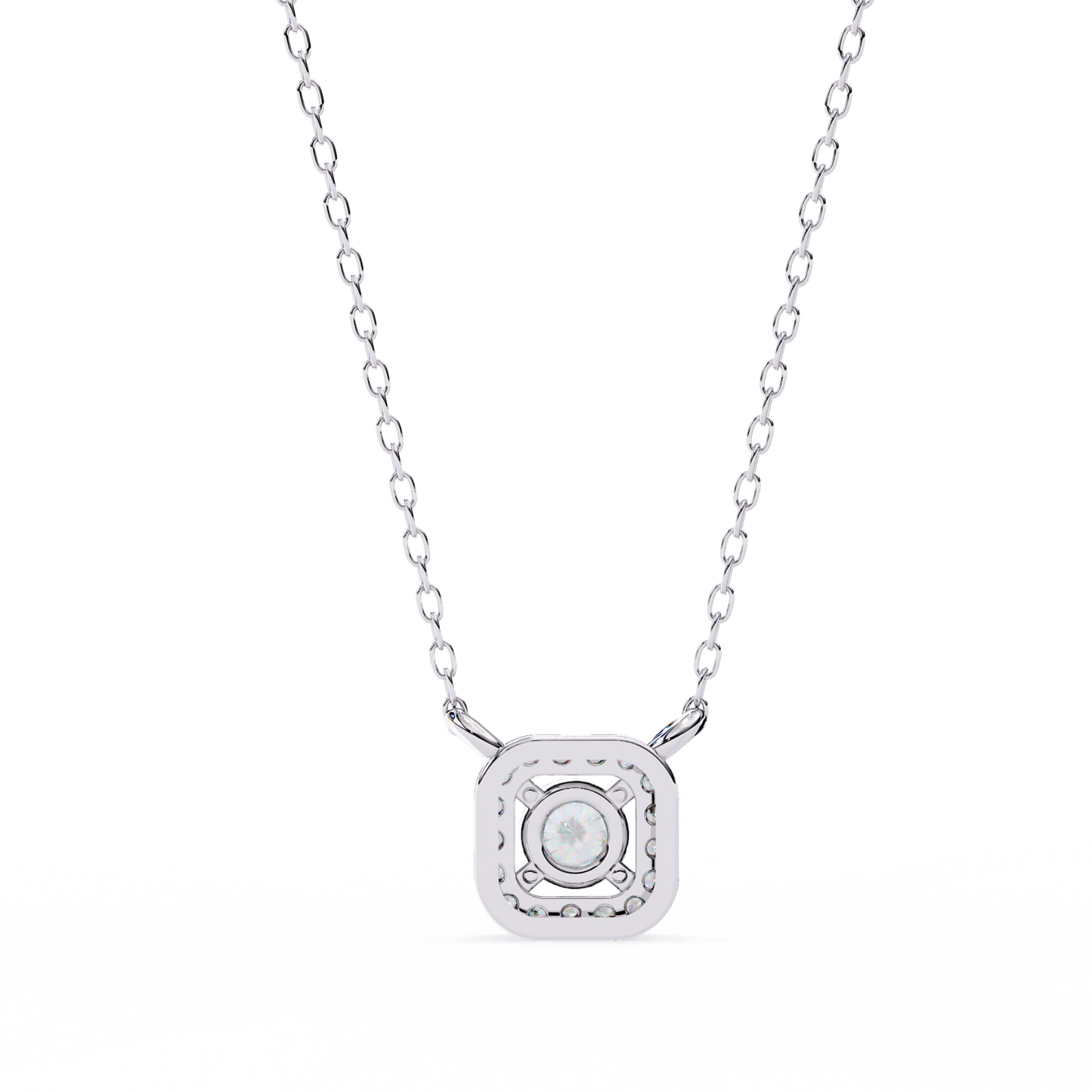Geometric Elegance: Brilliant-Cut Diamond Halo Pendant - 0.30 Ct