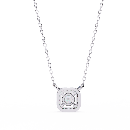 Geometric Elegance: Brilliant-Cut Diamond Halo Pendant - 0.30 Ct